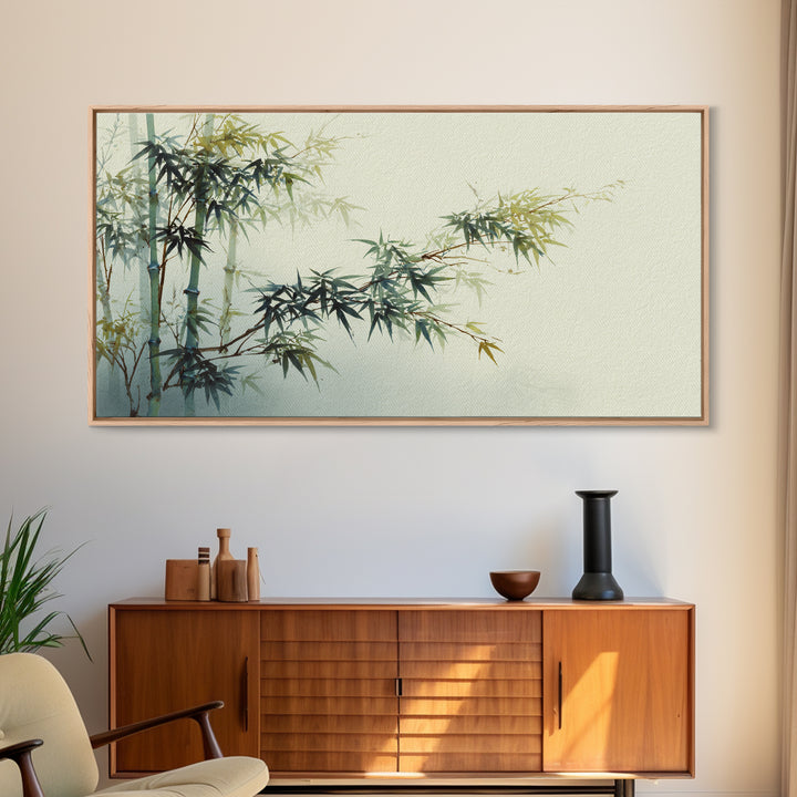 Minimal Bamboo Stalks Framed Canvas Print, Asian Inspired Art, Fine Art Print, Living Room Decor, Fine Art, Harmony, Poster, ASI-2x1-16