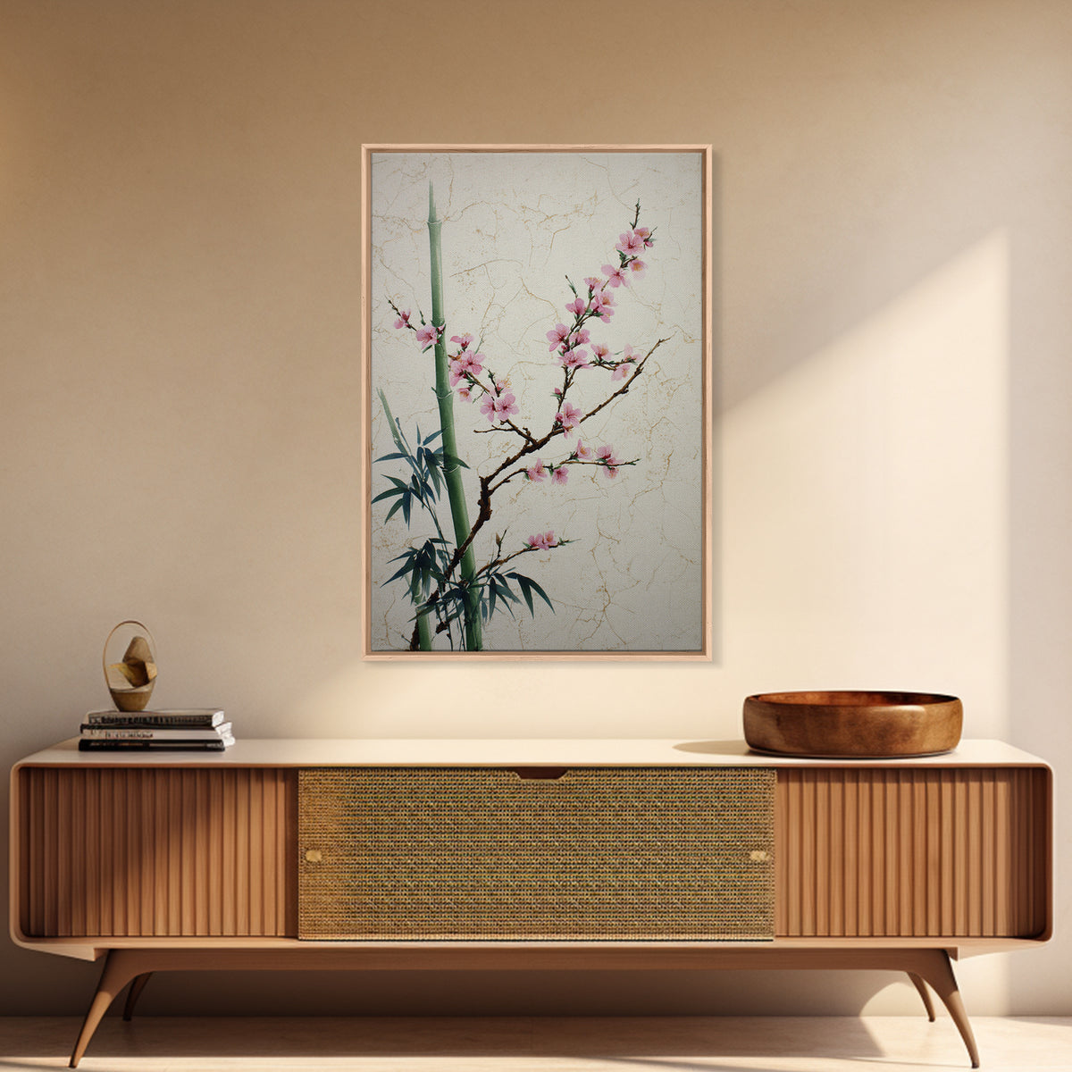 Cherry Blossom Branch Canvas Print, Asian Inspired Art, Asian Wall Art, Living Room Decor, Fine Art, Harmony, Minimalist Decor, ASI-2x3-11