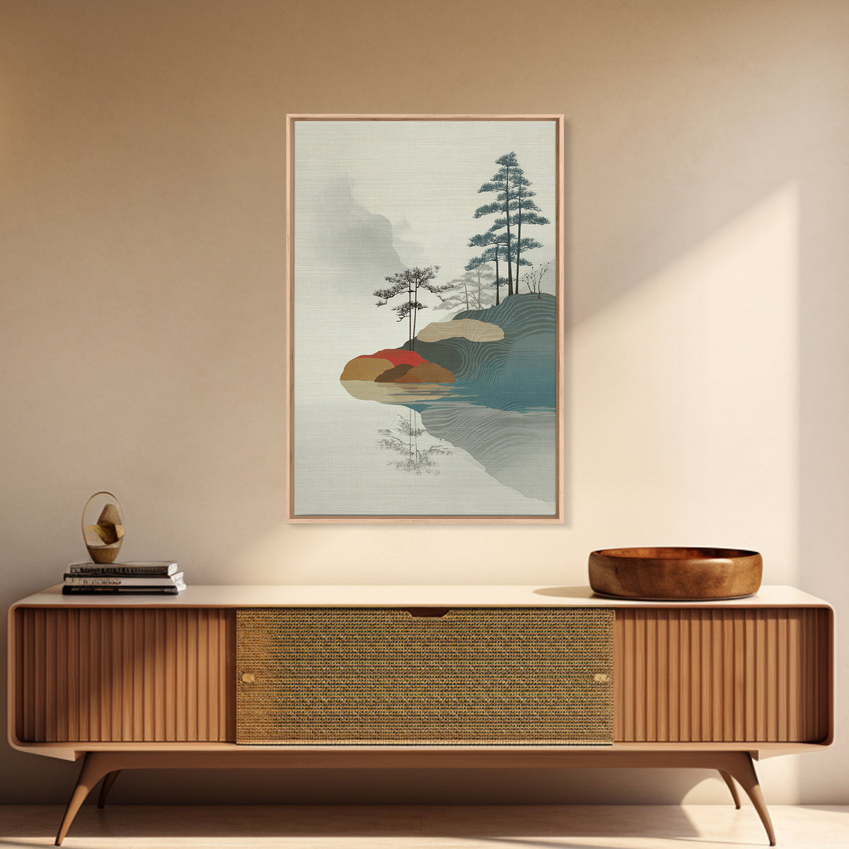 Zen Rock Garden Abstraction Framed Canvas Print, Asian Inspired Art, Textured Painting, Living Room Decor, Fine Art, Harmony, ASI-2x3-22