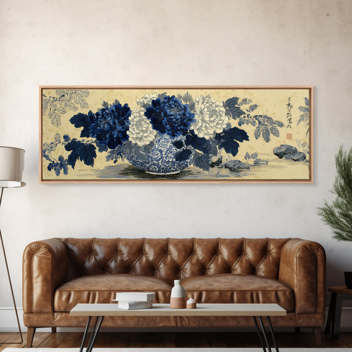 Blue and White Porcelain Vase Canvas Print, Asian Inspired Art, Japanese Wall Art, Living Room Decor, Fine Art, Harmony, ASI-3x1-13