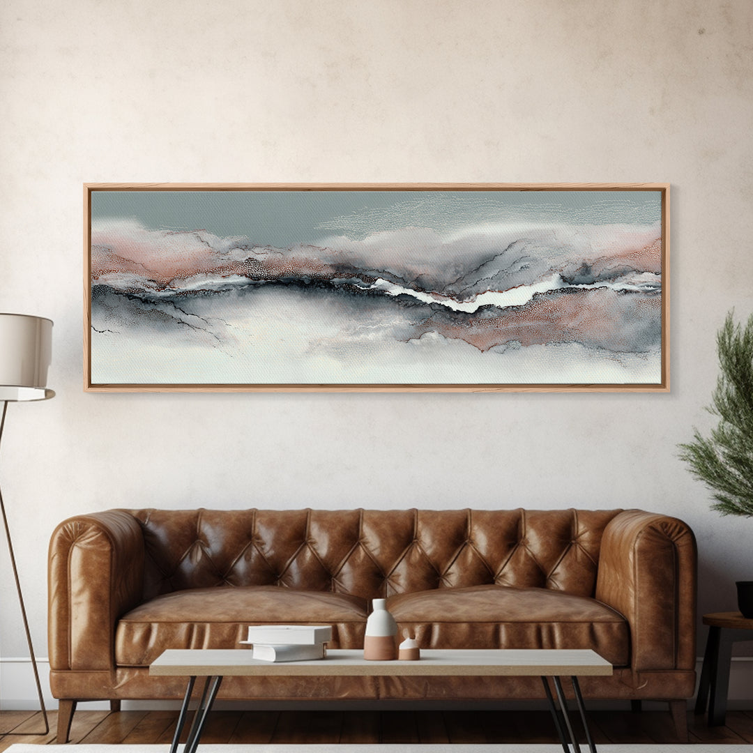 Zen Rock Garden Abstraction Canvas Print, Asian Inspired Art, Wall Art, Living Room Decor, Watercolor Art, Harmony, Bird Art, ASI-3x1-30