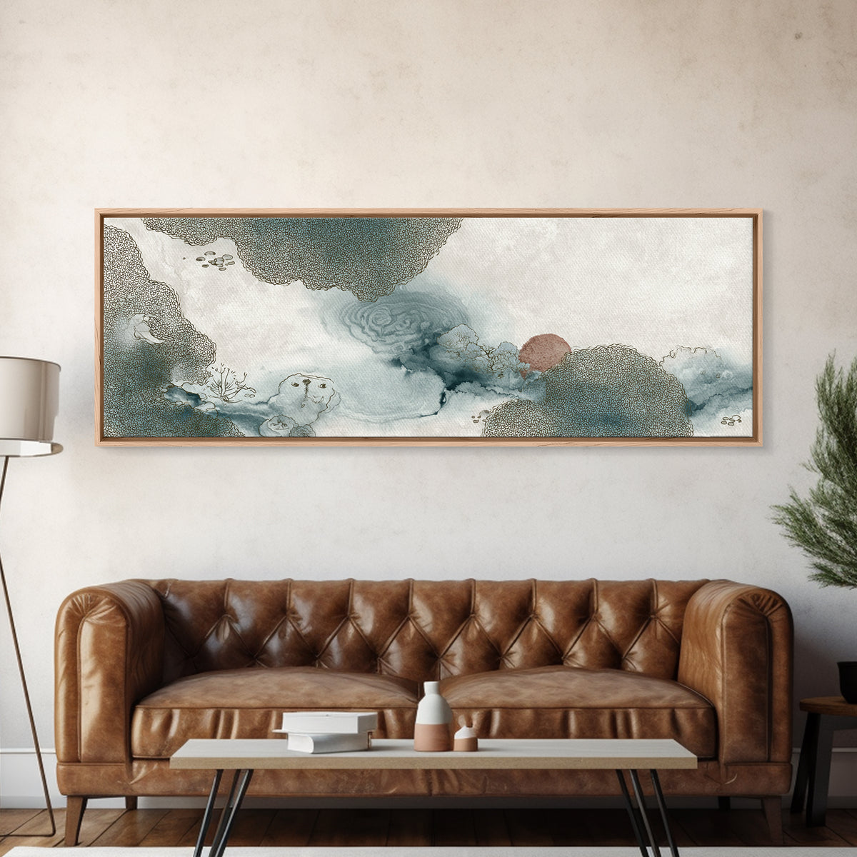 Zen Rock Garden Abstraction Canvas Print, Asian Inspired Art, Living Room Decor, Oil Painting, Harmony, Japandi Wall Art, ASI-3x1-78