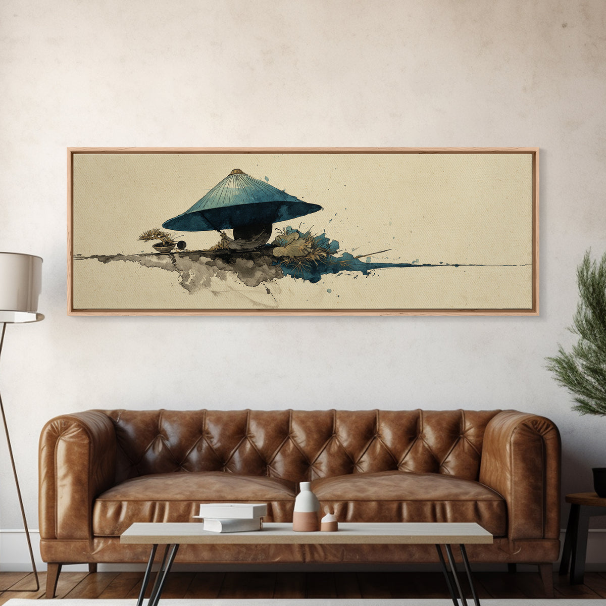 Samurai Helmet Still Life Canvas Print, Asian Inspired Art, Textured Painting, Living Room Decor, Oil Painting, Harmony, ASI-3x1-95