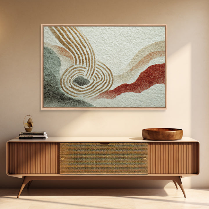 Zen Rock Garden Abstraction Framed Canvas Print, Asian Inspired Art, Printable Art, Living Room Decor, Watercolor Art, Harmony, ASI-3x2-18