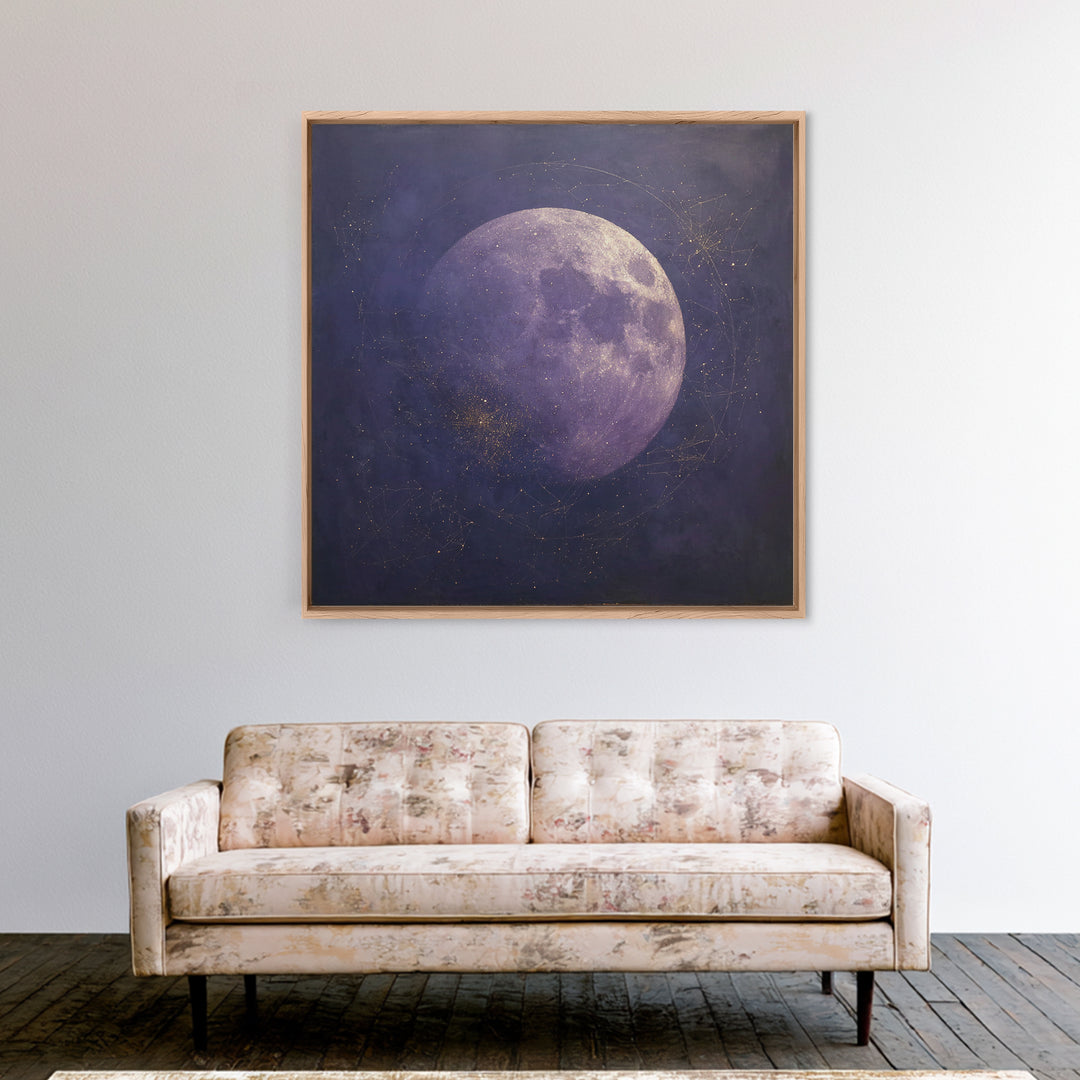 Lunar Phase Composition Canvas Print, Astrology Art, Astrology Wall Art, Living Room Decor, Watercolor Art, Zodiac, AST-1x1-13