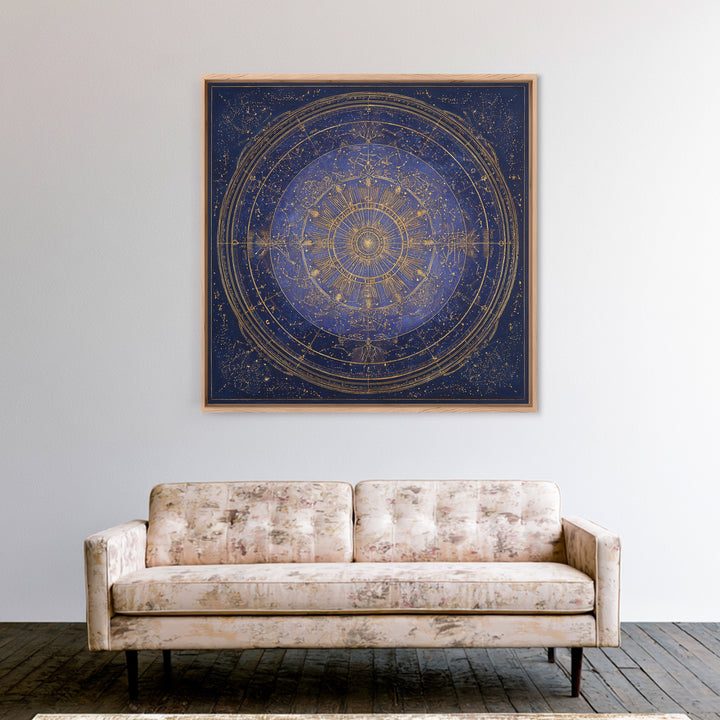 Retro Horoscope Chart Framed Canvas Print, Astrology Art, Wall Decor, Living Room Decor, Fine Art, Zodiac, Home Decor, AST-1x1-21