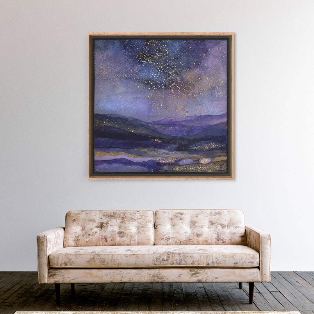 Ram Constellation Above Desert Cliffs at Night Framed Canvas Print, Astrology Art, Gallery Decor, Living Room Decor, Zodiac, AST-1x1-32