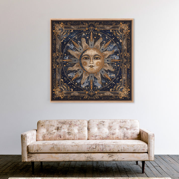 Sun and Moon Faces Canvas Print, Astrology Art, Modern Decor, Living Room Decor, Oil Painting, Zodiac, Art Print, Digital Art, AST-1x1-5