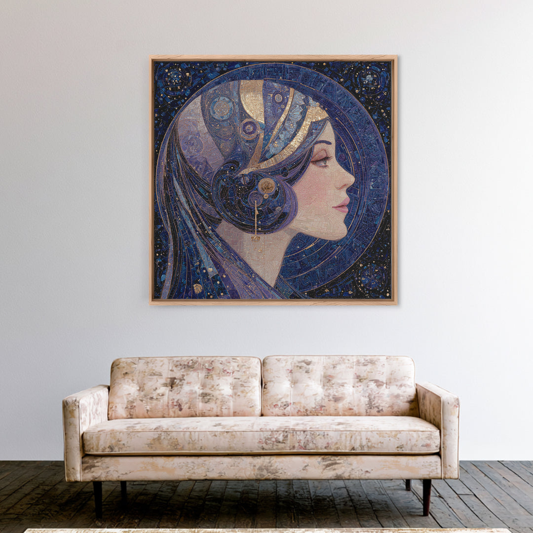 Art Nouveau Zodiac Woman Framed Canvas Print, Astrology Art, Leo Wall Art, Living Room Decor, Fine Art, Zodiac, AST-1x1-72