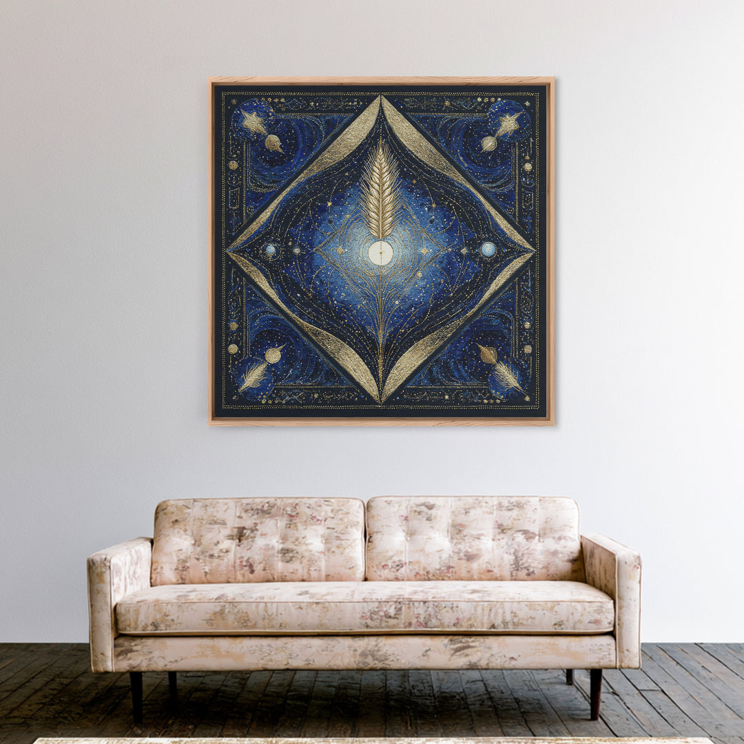 Virgo Maiden with Wheat and Blue Night Canvas Print, Astrology Art, Wall Decor, Living Room Decor, Fine Art, Zodiac, Home Decor, AST-1x1-90