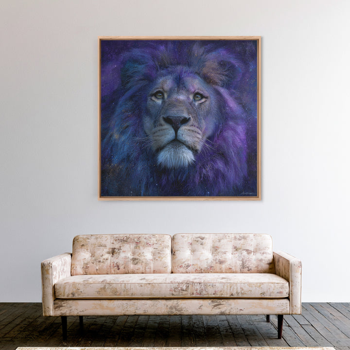 Celestial Lion Portrait Formed from Star Patterns Canvas Print, Astrology Art, Textured Painting, Living Room Decor, Zodiac, AST-1x1-98