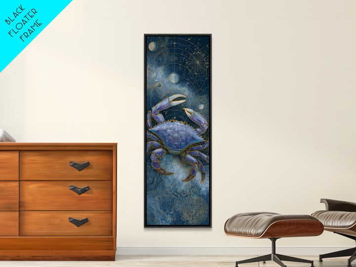 Celestial Crab under Glowing Ocean Moonlight Canvas Print, Astrology Art, Minimalist Decor, Living Room Decor, Zodiac, AST-1x3-4