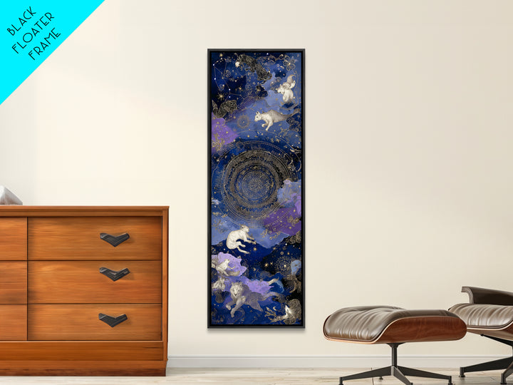 Twelve Zodiac Animals Arranged Framed Canvas Print, Astrology Art, Psychedelic Art, Living Room Decor, Fine Art, Zodiac, AST-1x3-64