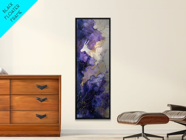 Capricorn Sea Goat Emerging from Cosmic Waves Framed Canvas Print, Astrology Art, Astronomy Print, Living Room Decor, Zodiac, AST-1x3-79