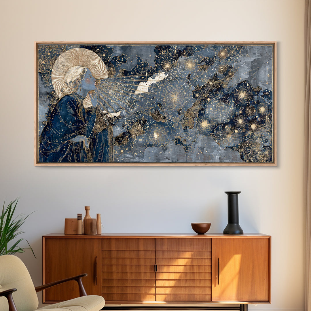 Art Nouveau Zodiac Woman Framed Canvas Print, Astrology Art, Fine Art Print, Living Room Decor, Fine Art, Zodiac, Digital Art, AST-2x1-20