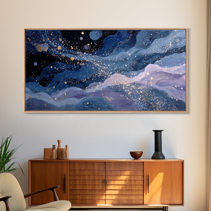 Water Bearer Figure Pouring a River of Framed Canvas Print, Astrology Art, Leo Astrology, Living Room Decor, Fine Art, Zodiac, AST-2x1-59