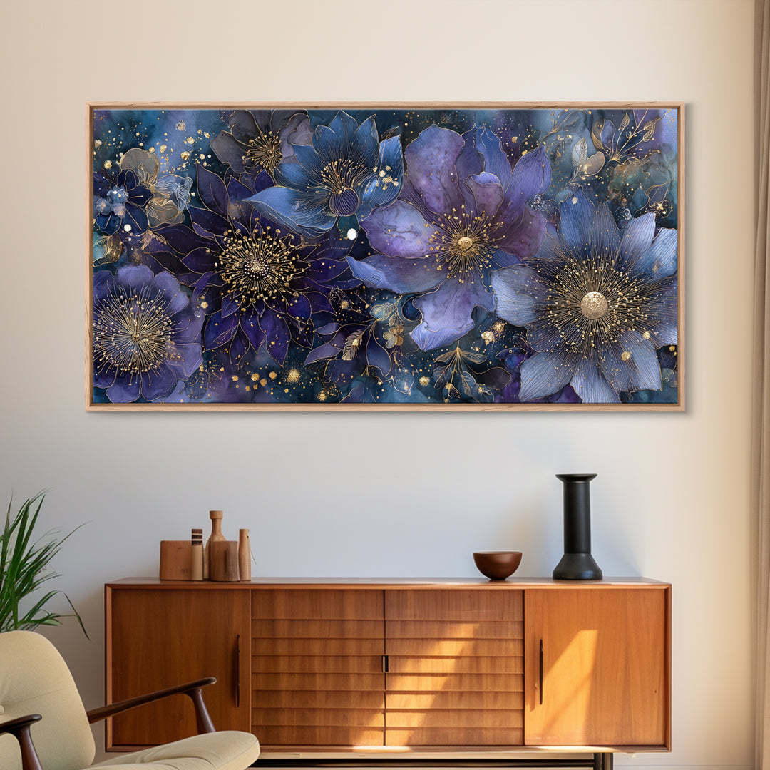 Dreamlike Night Garden Canvas Print, Astrology Art, Home Decor, Living Room Decor, Fine Art, Zodiac, Celestial Decor, AST-2x1-66
