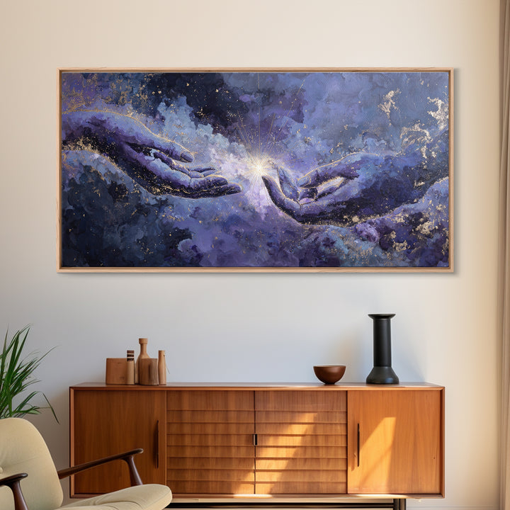 Tarot Cosmic Hand Holding a Glowing Star Canvas Print, Astrology Art, Astrology, Living Room Decor, Watercolor Art, Zodiac, AST-2x1-98