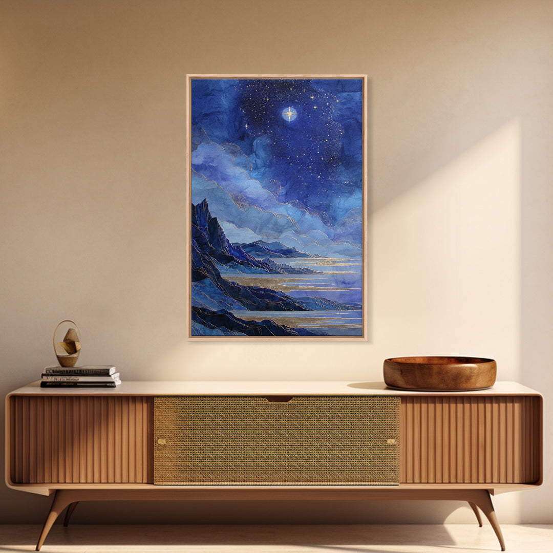 Ram Constellation Above Desert Cliffs at Night Canvas Print, Astrology Art, Gallery Decor, Living Room Decor, Fine Art, Zodiac, AST-2x3-16