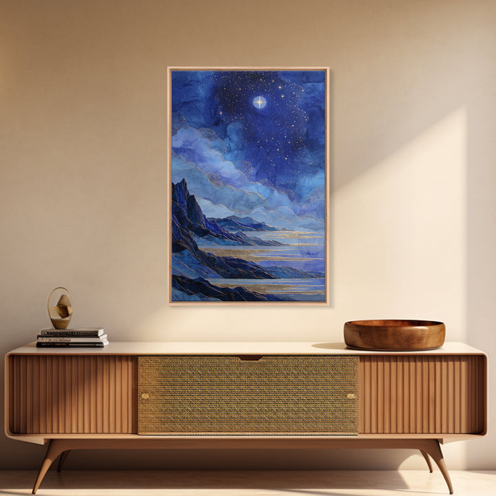 Ram Constellation Above Desert Cliffs at Night Canvas Print, Astrology Art, Gallery Decor, Living Room Decor, Fine Art, Zodiac, AST-2x3-16