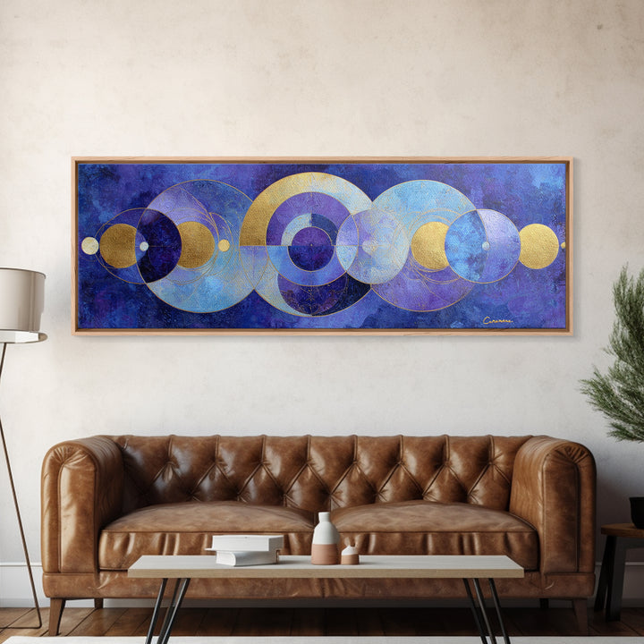 Celestial Twins Surrounded by Mirrored Moons Canvas Print, Astrology Art, Leo Wall Art, Living Room Decor, Abstract Art, Zodiac, AST-3x1-25