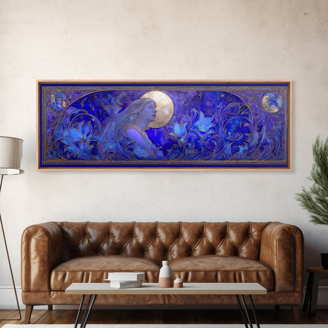 Art Nouveau Zodiac Woman Canvas Print, Astrology Art, Wall Decor, Living Room Decor, Fine Art, Zodiac, Home Decor, Poster, AST-3x1-40