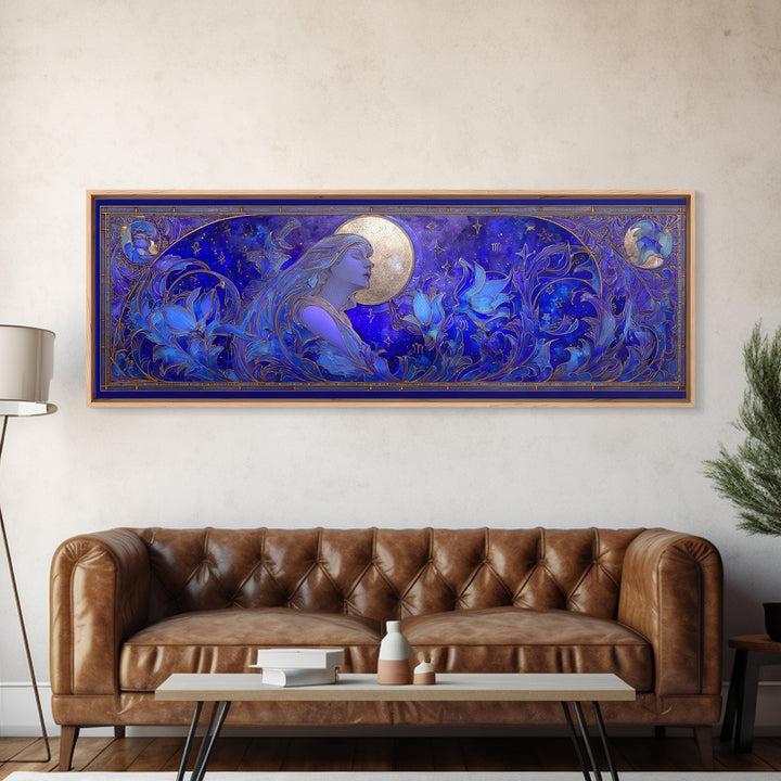 Art Nouveau Zodiac Woman Canvas Print, Astrology Art, Wall Decor, Living Room Decor, Fine Art, Zodiac, Home Decor, Poster, AST-3x1-40