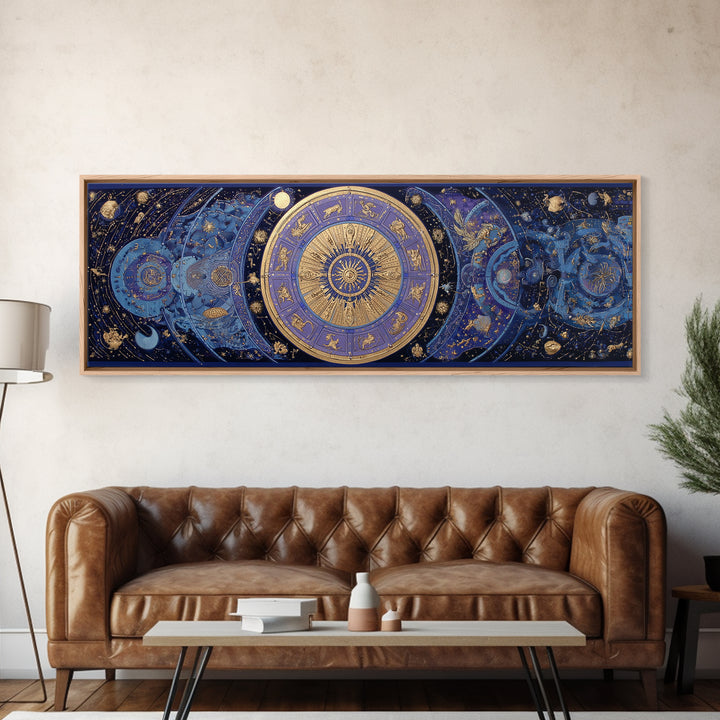 Twelve Zodiac Animals Arranged Framed Canvas Print, Astrology Art, Neutral Decor, Living Room Decor, Fine Art, Zodiac, AST-3x1-44