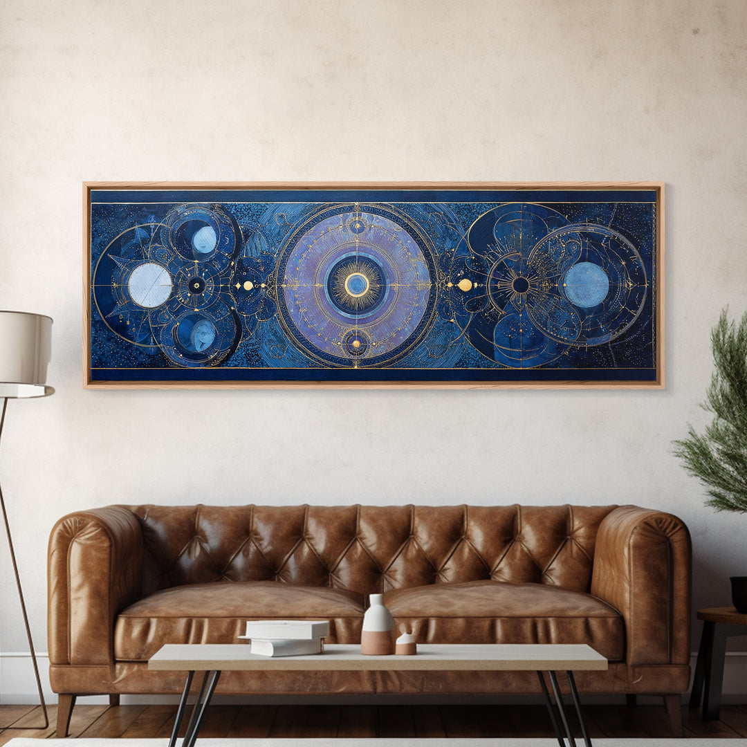 Birth Chart Geometry Framed Canvas Print, Astrology Art, Digital Wall Art, Living Room Decor, Fine Art, Zodiac, Astronomy Art, AST-3x1-47