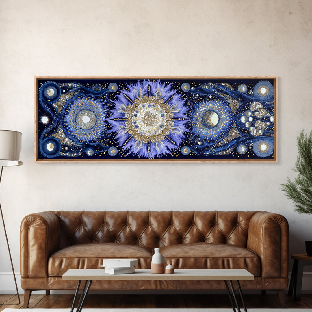 Capricorn Sea Goat Emerging from Cosmic Waves Framed Canvas Print, Astrology Art, Art Print, Living Room Decor, Zodiac, AST-3x1-59
