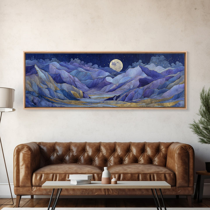 Ram Constellation Above Desert Cliffs at Night Framed Canvas Print, Astrology Art, Poster, Living Room Decor, Fine Art, Zodiac, AST-3x1-72
