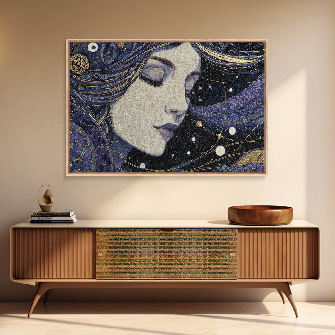 Art Nouveau Zodiac Woman Canvas Print, Astrology Art, Astrology Gifts, Living Room Decor, Oil Painting, Zodiac, Astronomy Print, AST-3x2-4
