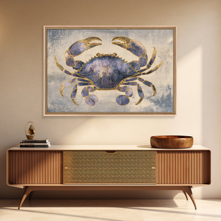 Celestial Crab under Glowing Ocean Moonlight Canvas Print, Astrology Art, Minimalist Decor, Living Room Decor, Oil Painting, AST-3x2-68