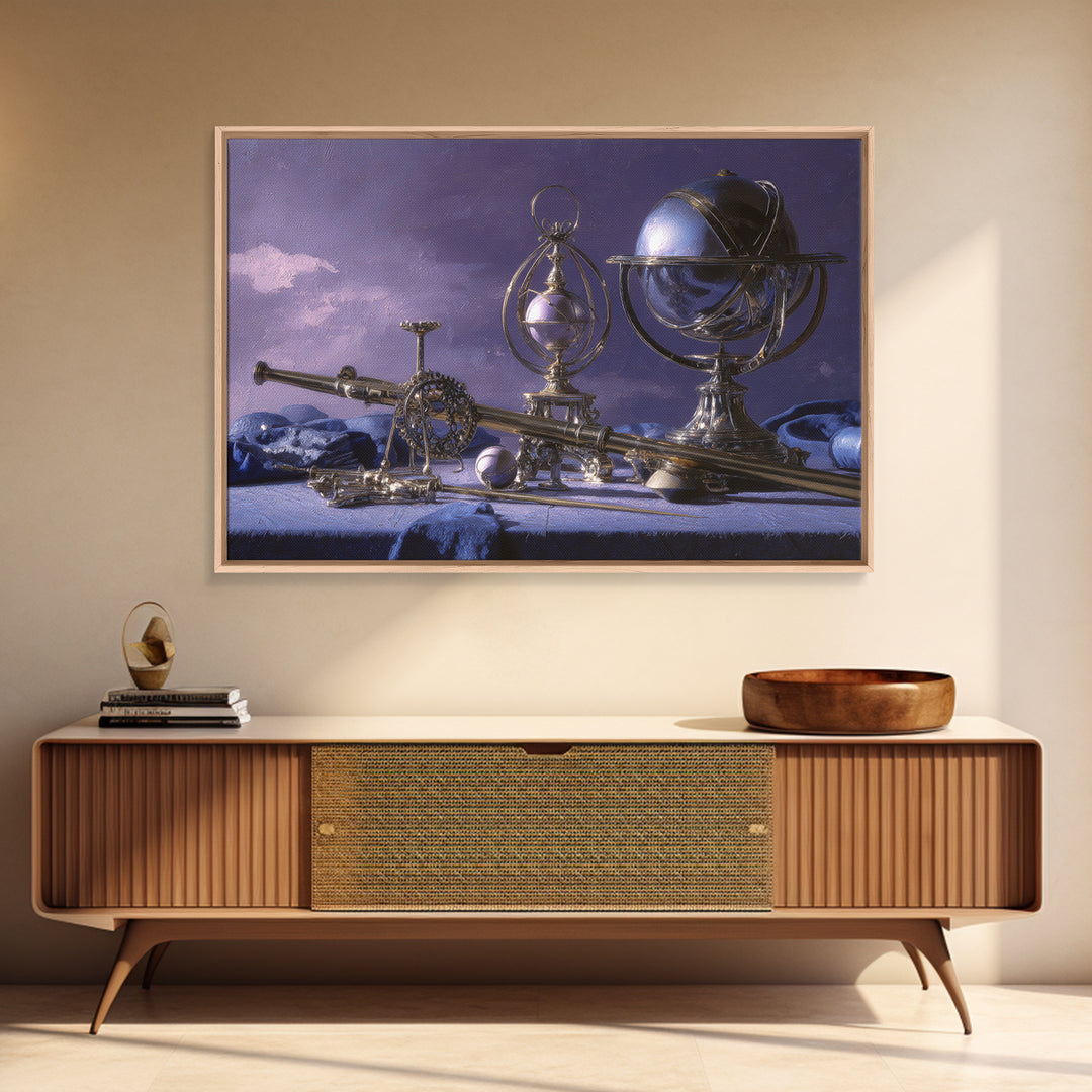 Planetary Still Life Canvas Print, Astrology Art, Contemporary Art, Living Room Decor, Fine Art, Zodiac, Boho Decor, Cat Art, AST-3x2-72