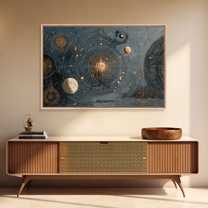 Planetary Still Life Framed Canvas Print, Astrology Art, Digital Art, Living Room Decor, Fine Art, Zodiac, Celestial Wall Art, AST-3x2-96