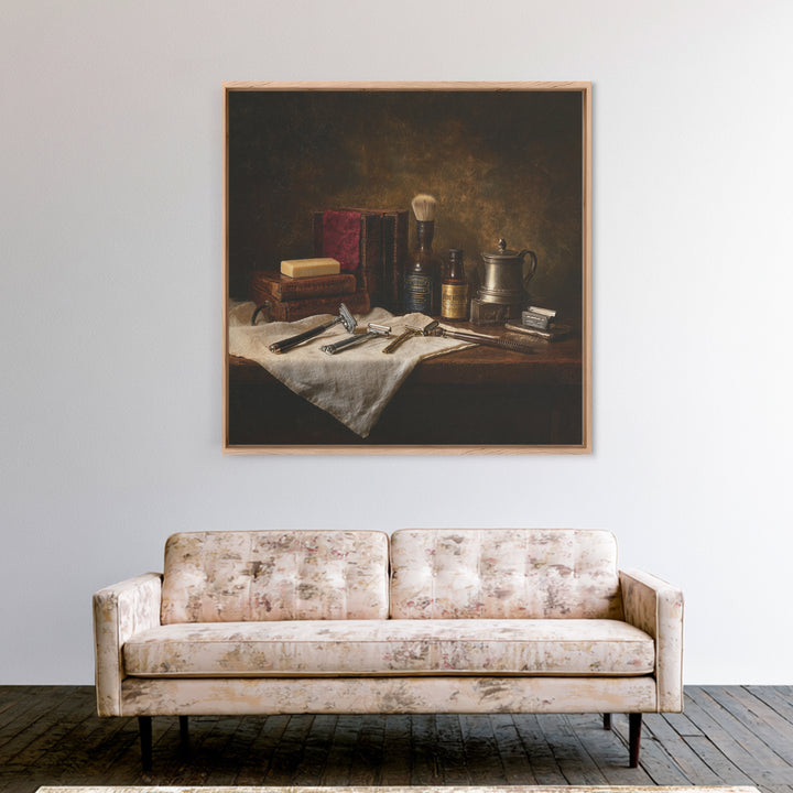 Classic Mustache Chart Illustrated Framed Canvas Print, Barbershop Art, Luxury Decor, Barbershop Decor, Fine Art, Grooming, BAA-1x1-88