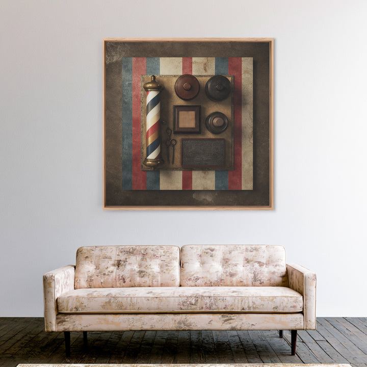Red White and Blue Stripe Abstraction from Canvas Print, Barbershop Art, Home Decor, Barbershop Decor, Abstract Art, Grooming, BAA-1x1-89