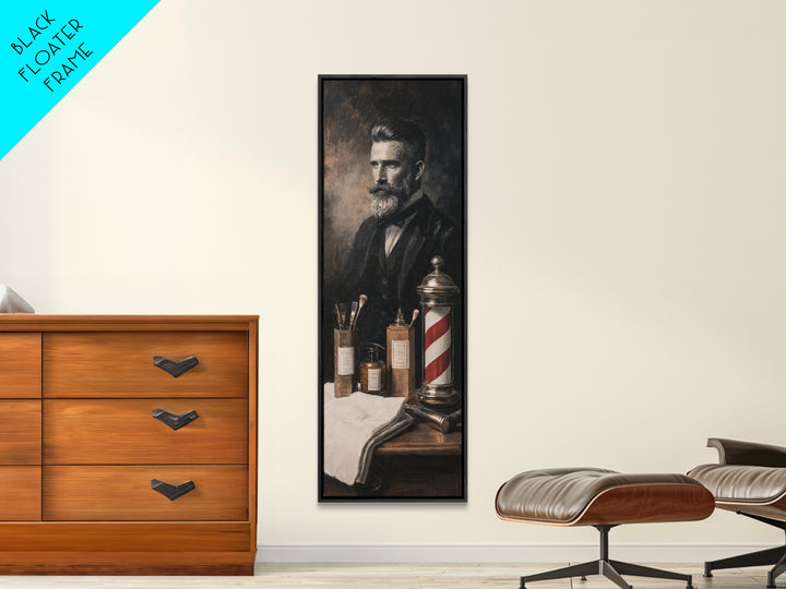 Black and White Portrait of a Sharply Framed Canvas Print, Barbershop Art, Living Room Art, Barbershop Decor, Oil Painting, BAA-1x3-30