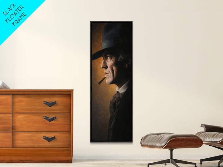 Moody Gentleman Portrait Canvas Print, Barbershop Art, Black Man Art, Barbershop Decor, Oil Painting, Grooming, BAA-1x3-94