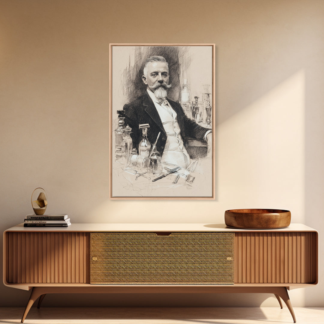 Black and White Portrait of a Sharply Framed Canvas Print, Barbershop Art, Home Decor, Barbershop Decor, Fine Art, Grooming, BAA-2x3-2