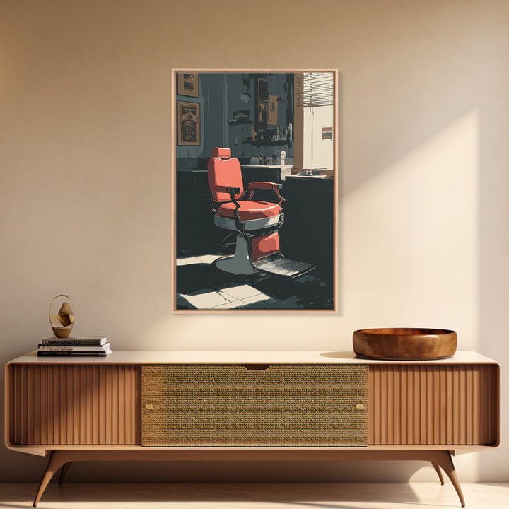Barber Chair Silhouette Rendered as Iconic Graphic Canvas Print, Barbershop Art, Wall Decor, Barbershop Decor, Grooming, BAA-2x3-43