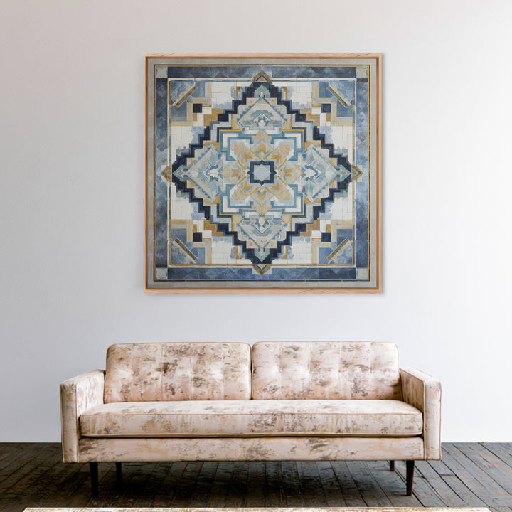 Quilt Pattern Folk Art Composition Framed Canvas Print, Bed and Breakfast Art, Printable Art, Living Room Decor, Fine Art, BAB-1x1-11