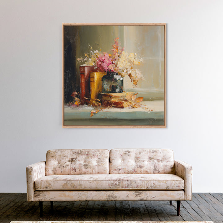 Warm Fireplace Still Life Canvas Print, Bed and Breakfast Art, Bedroom Wall Decor, Living Room Decor, Fine Art, BAB-1x1-18