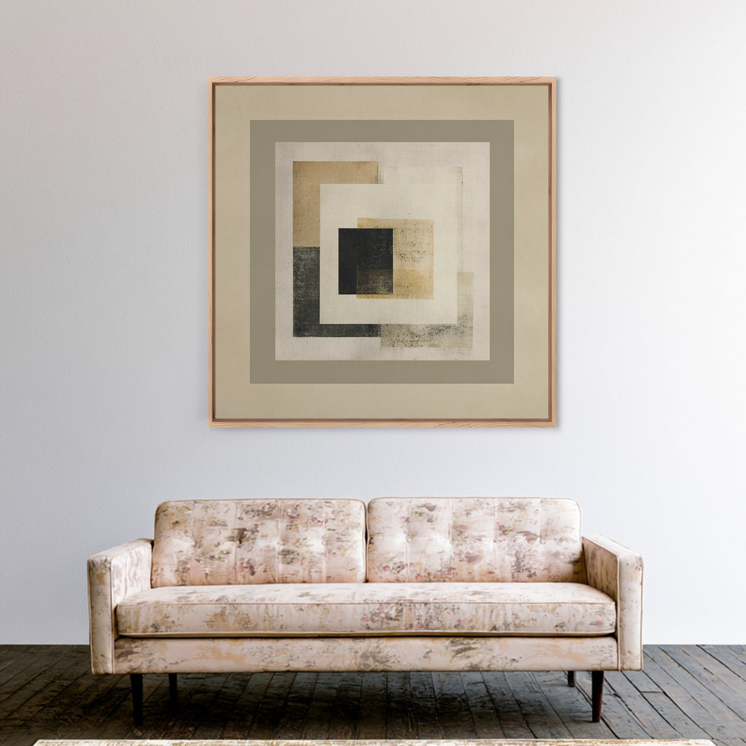 Quilt Pattern Folk Art Composition Canvas Print, Bed and Breakfast Art, Bedroom Wall Art, Living Room Decor, Fine Art, BAB-1x1-35