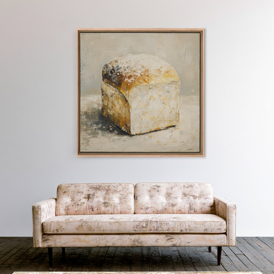 Freshly Baked Bread Framed Canvas Print, Bed and Breakfast Art, Abstract Art, Living Room Decor, Fine Art, Coffee Art, BAB-1x1-44