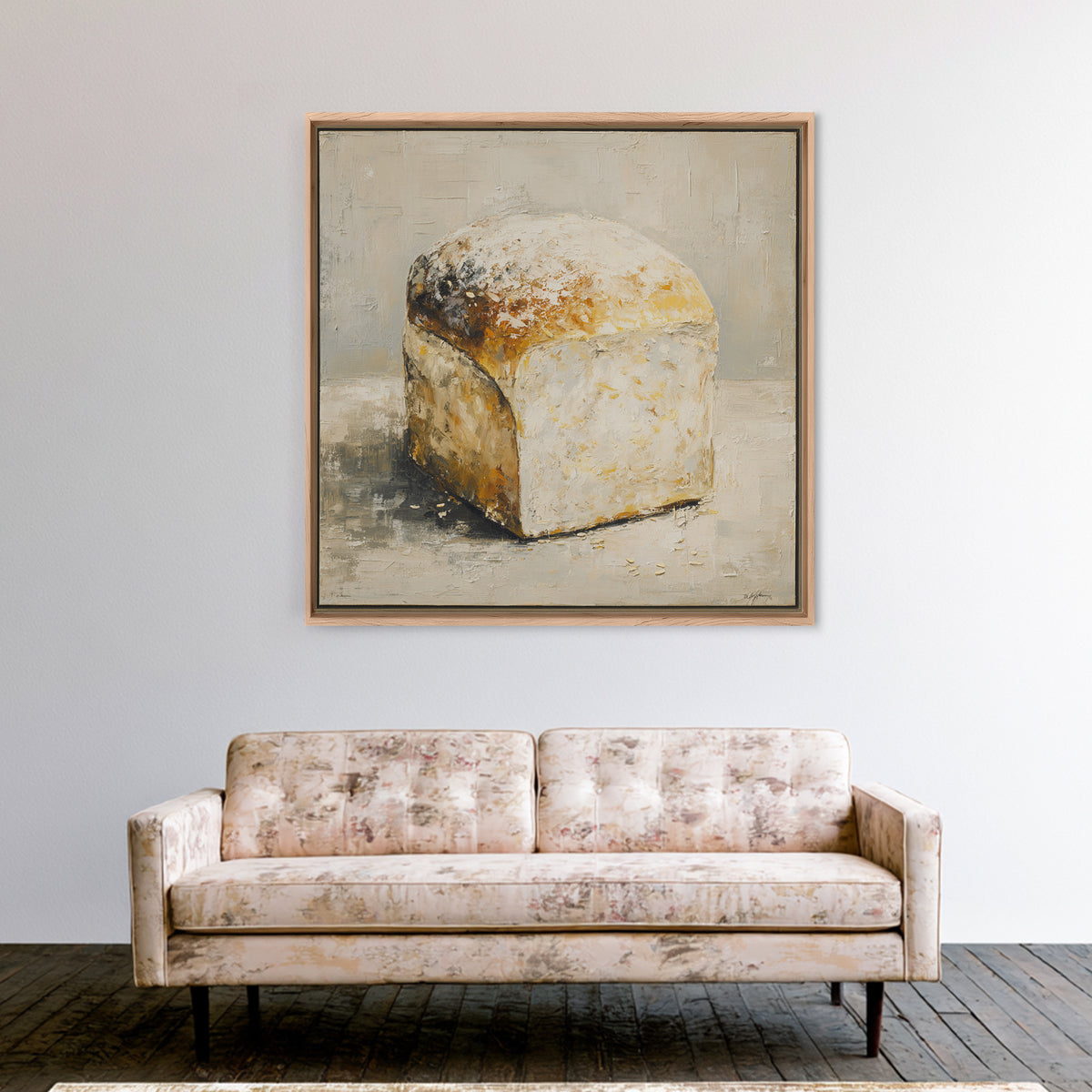 Freshly Baked Bread Framed Canvas Print, Bed and Breakfast Art, Abstract Art, Living Room Decor, Fine Art, Coffee Art, BAB-1x1-44
