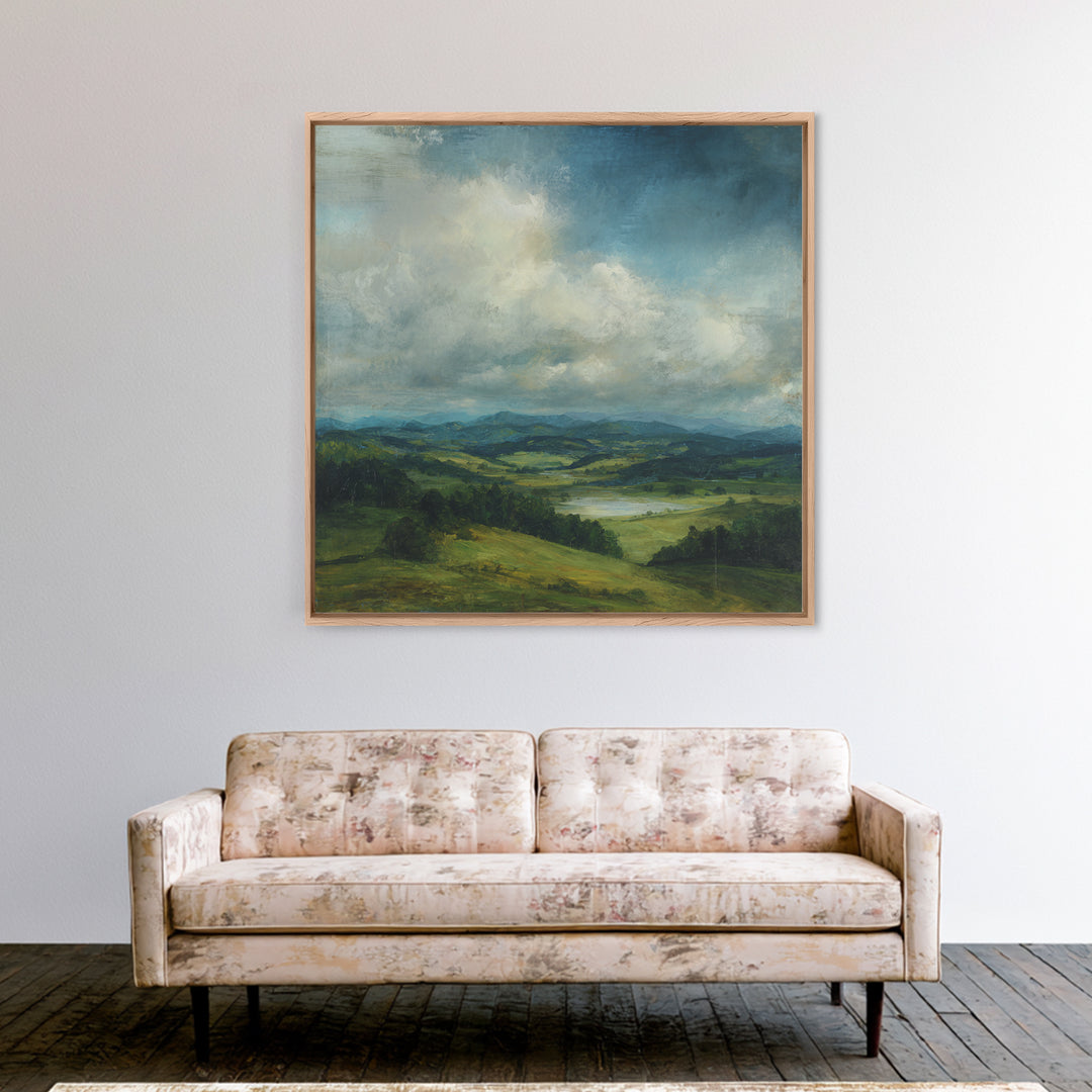 Classic Landscape with Rolling Green Hills Canvas Print, Bed and Breakfast Art, Wall Decor, Living Room Decor, BAB-1x1-48