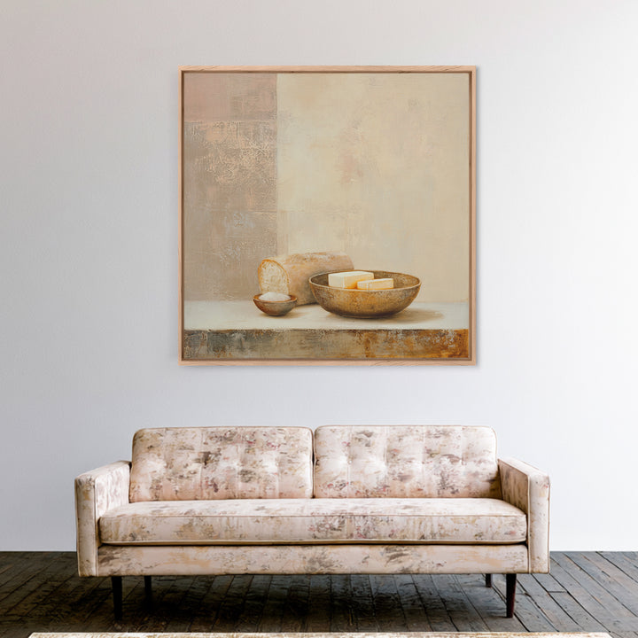 Freshly Baked Bread Framed Canvas Print, Bed and Breakfast Art, Above Bed Decor, Living Room Decor, Fine Art, BAB-1x1-68