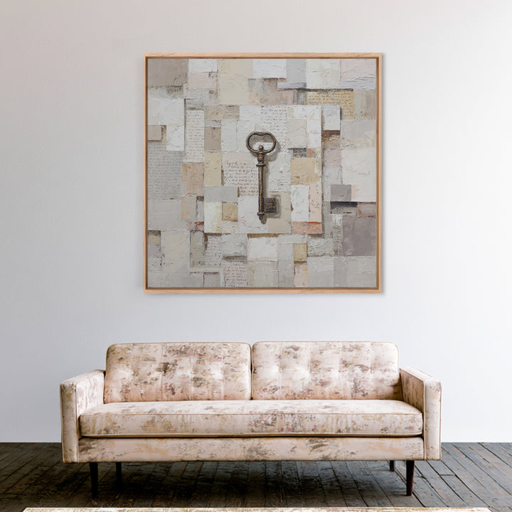 Antique Key and Handwritten Letter Arrangement Without Canvas Print, Bed and Breakfast Art, Wall Decor, Living Room Decor, BAB-1x1-81