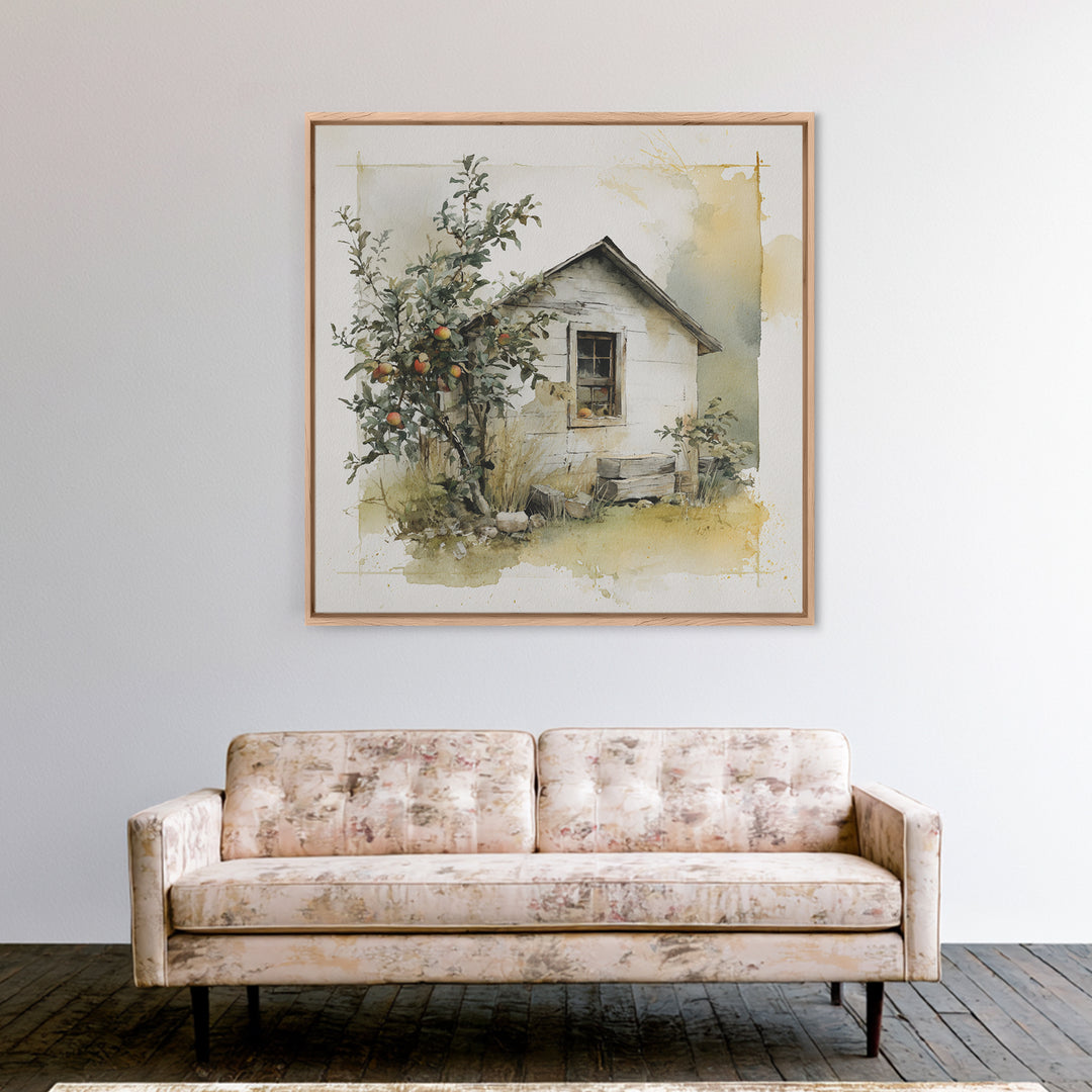 Apple Orchard Scene Canvas Print, Bed and Breakfast Art, Minimalist Decor, Living Room Decor, Fine Art, Abstract Art, BAB-1x1-85